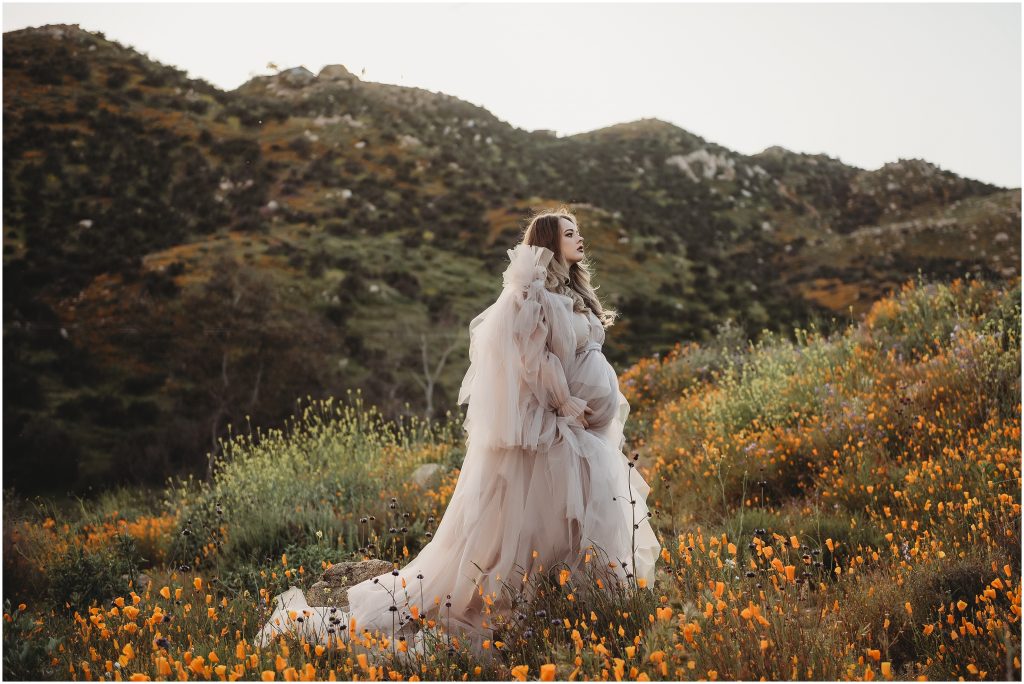 Temecula Murrieta maternity photoshoot during sunset during 2019 Superbloom at Walker Canyon