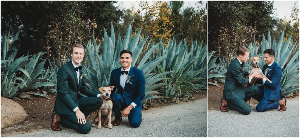 same-sex couple with dog at The Retro Ranch in Temecula by Dallas Wedding Photographer