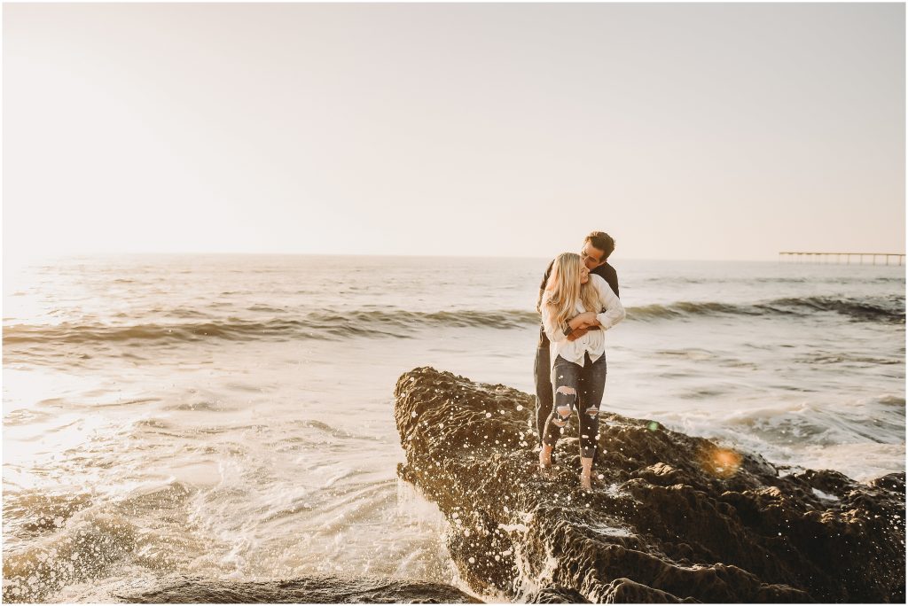 Sunset Cliffs engagement photos at sunset in La Jolla by Dallas Wedding Photographer