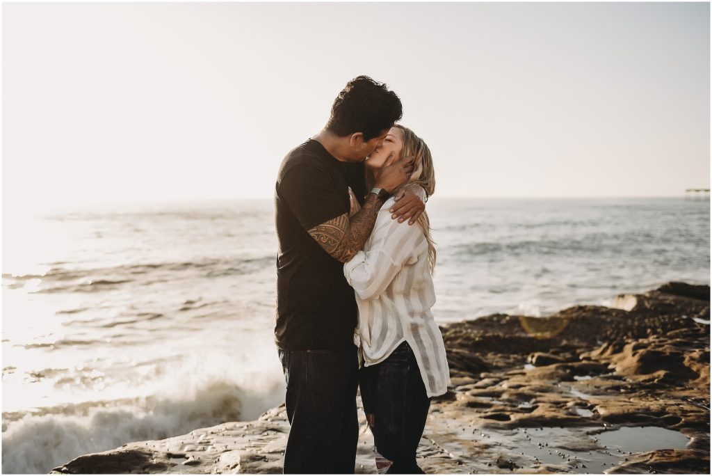 Sunset Cliffs engagement photos at sunset in La Jolla by Dallas Wedding Photographer
