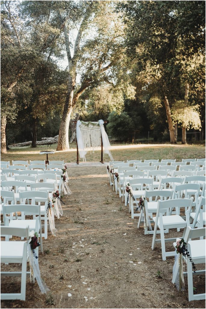 ceremony site detail photos at Boho Camp inspired wedding by Dallas wedding photographer