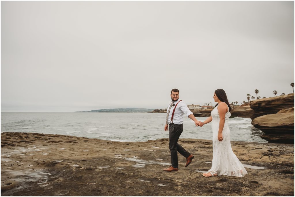 bride and groom at Sunset Cliffs Intimate Wedding by San Diego Wedding Photographer
