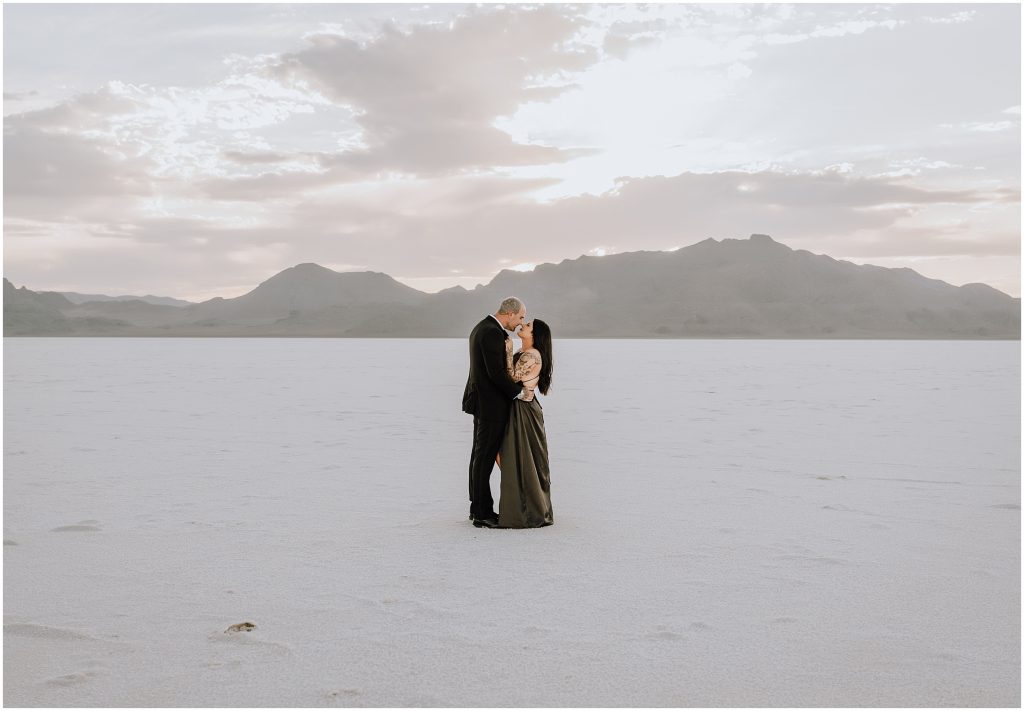 Bonneville Salt Flats Engagement Photos in Utah by Utah Elopement Photographer 