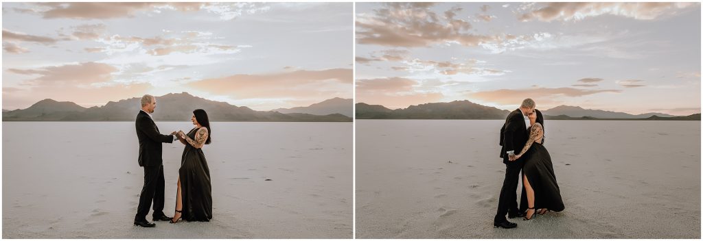 Bonneville Salt Flats Engagement Photos in Utah by Utah Elopement Photographer 