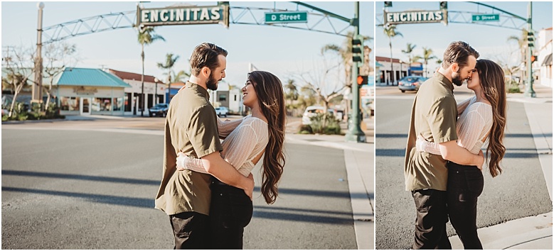 June and Christian downtown engagement session in Encinitas, Ca downtown engagement session in Encinitas, Ca