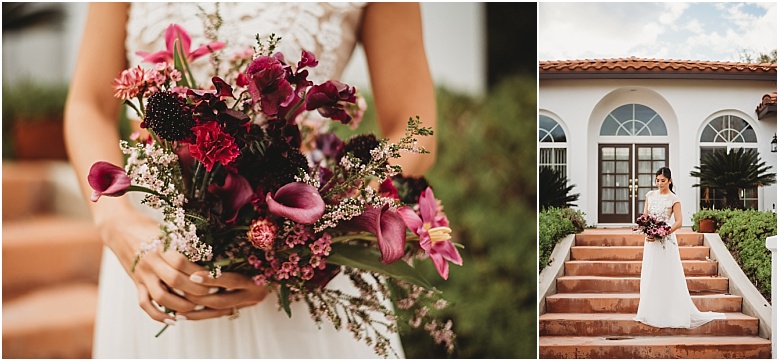 Maroon and purple wedding bouquet -- Nancy Lobo Designs Bridal Session in Fallbrook, CA by Dallas Wedding Photographer - Kyrsten Ashlay Photography