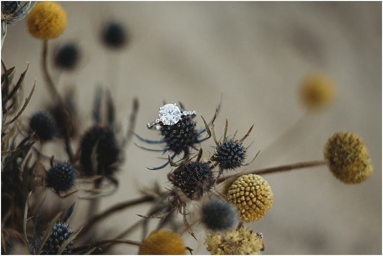 round engagement ring detail shot
