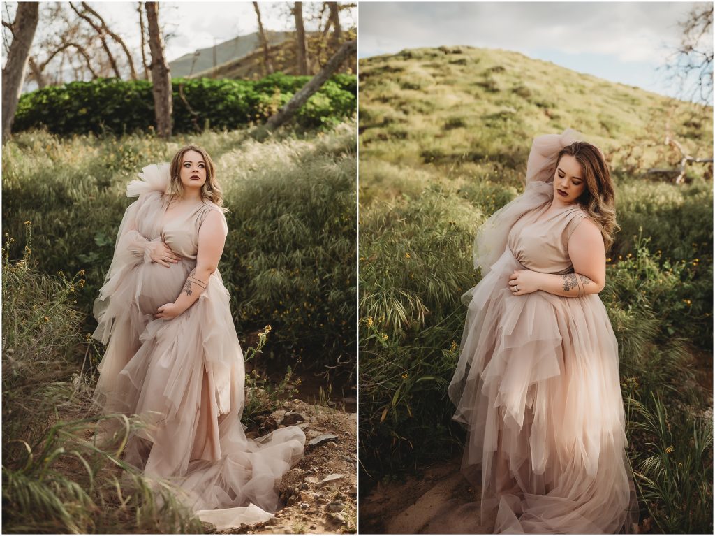 Temecula Murrieta maternity photoshoot during sunset during 2019 Superbloom at Walker Canyon