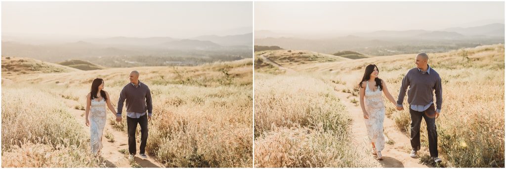 Couple at sunset at Sycamore Canyon Wilderness Park in Riverside, CA