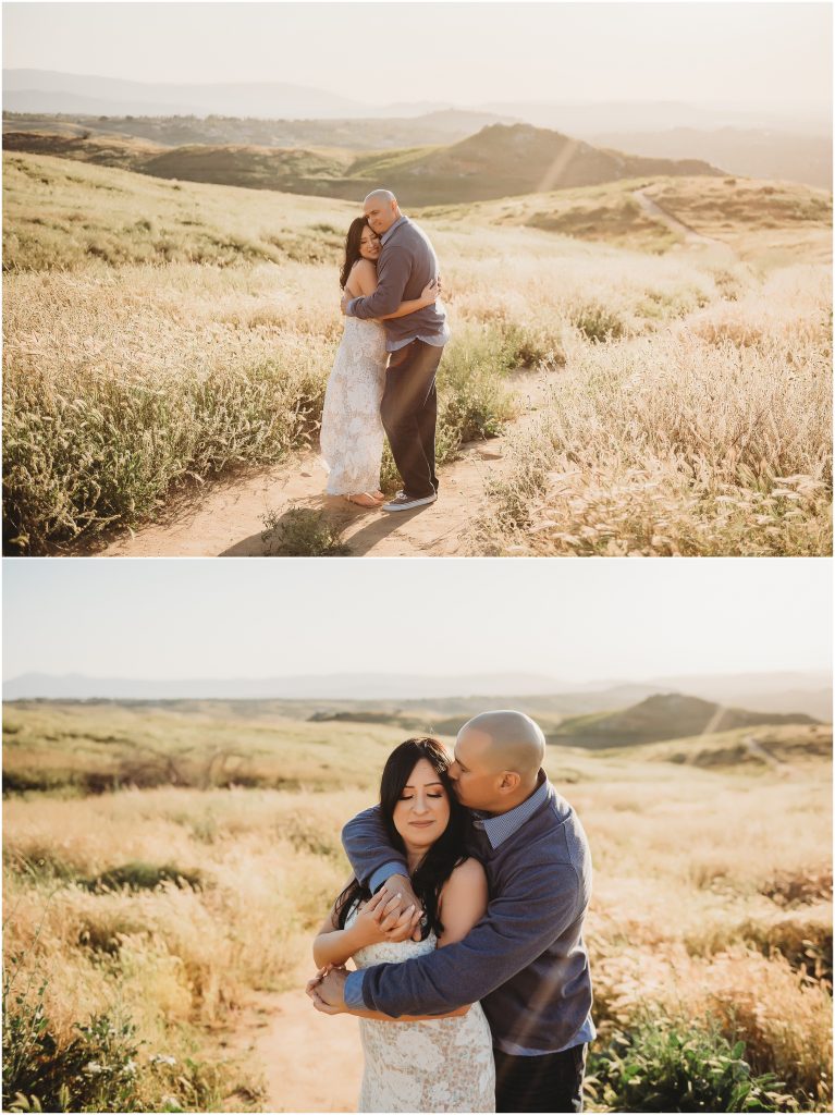 Couple at sunset at Sycamore Canyon Wilderness Park in Riverside, CA