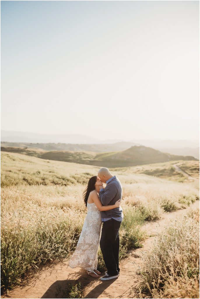 Couple at sunset at Sycamore Canyon Wilderness Park in Riverside, CA