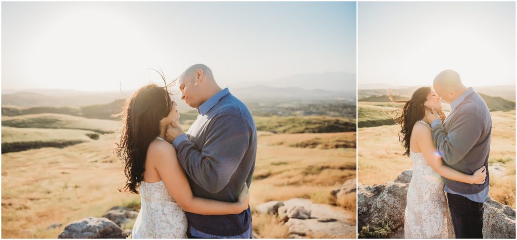 Couple at sunset at Sycamore Canyon Wilderness Park in Riverside, CA