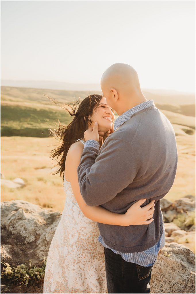Couple at sunset at Sycamore Canyon Wilderness Park in Riverside, CA