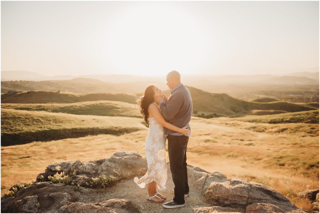 Couple at sunset at Sycamore Canyon Wilderness Park in Riverside, CA