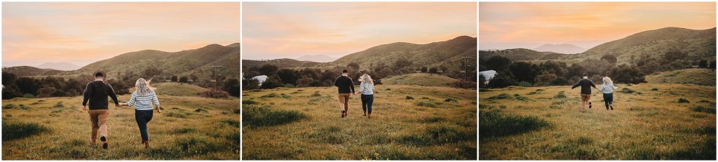 couple at Owl Creek Farms Foundation a Temecula wedding venue for their engagement session during sunset
