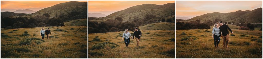 couple at Owl Creek Farms Foundation a Temecula wedding venue for their engagement session during sunset