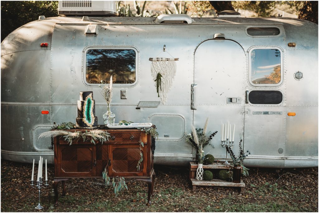 dessert displace with airstream at The Retro Ranch by Dallas Wedding Photographer