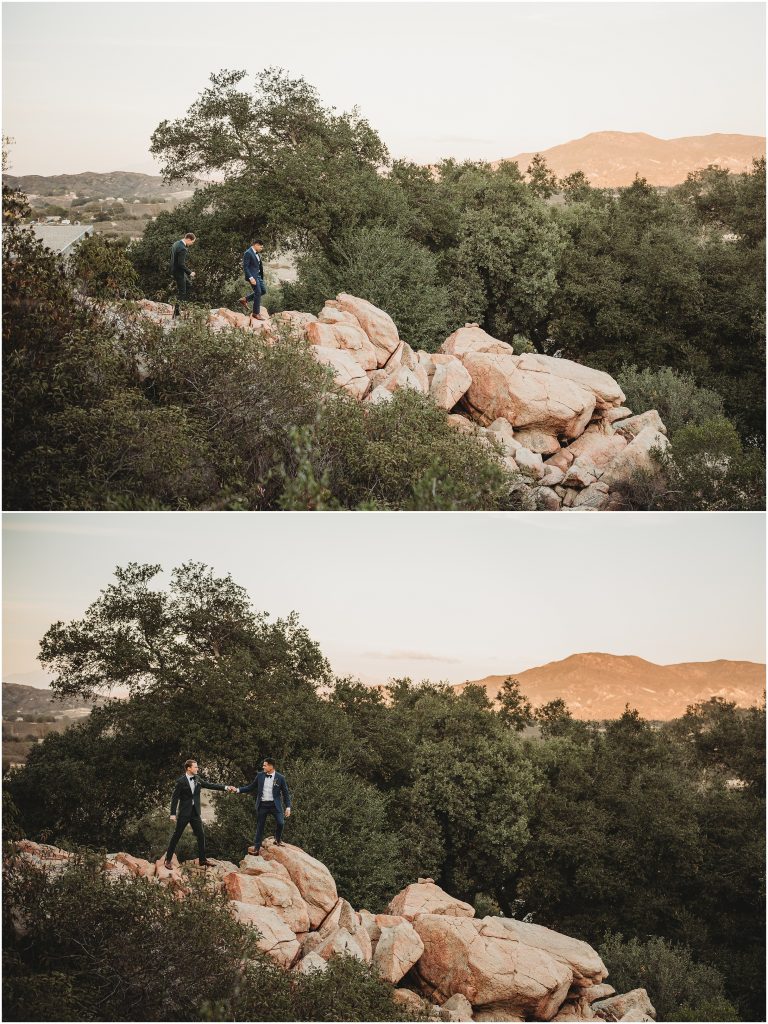 adventurous same-sex couple at The Retro Ranch wedding in Temecula by Dallas Wedding Photographer