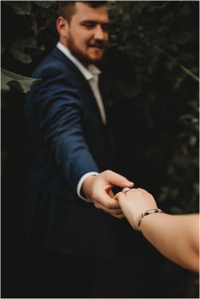 Engagement session in the Butterfly House in the Texas Discovery Gardens in Dallas, Texas by Dallas Wedding Photographer