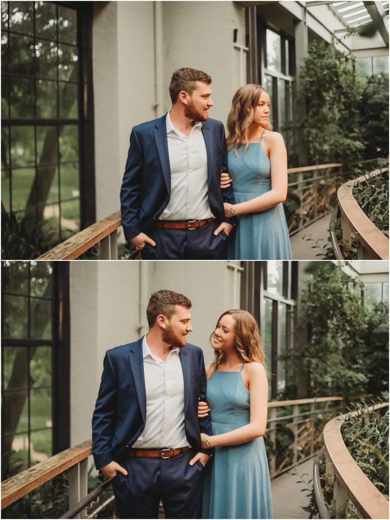 Engagement session in the Butterfly House in the Texas Discovery Gardens in Dallas, Texas by Dallas Wedding Photographer