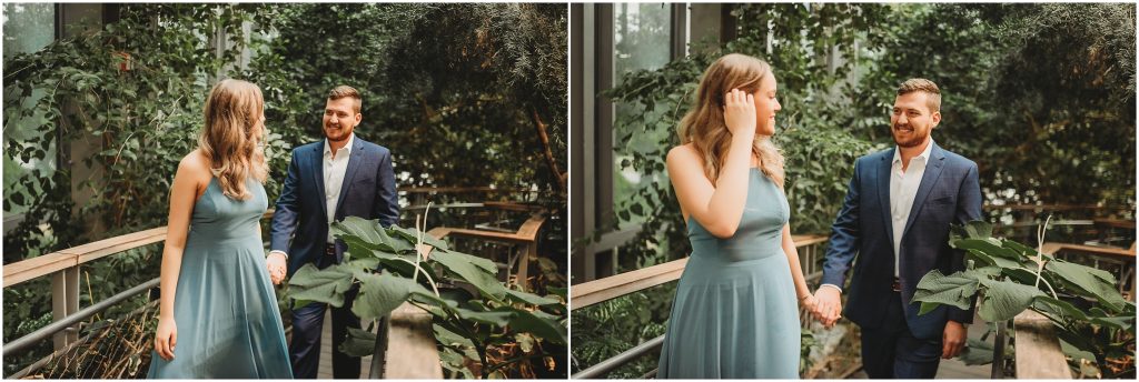 Engagement session in the Butterfly House in the Texas Discovery Gardens in Dallas, Texas by Dallas Wedding Photographer