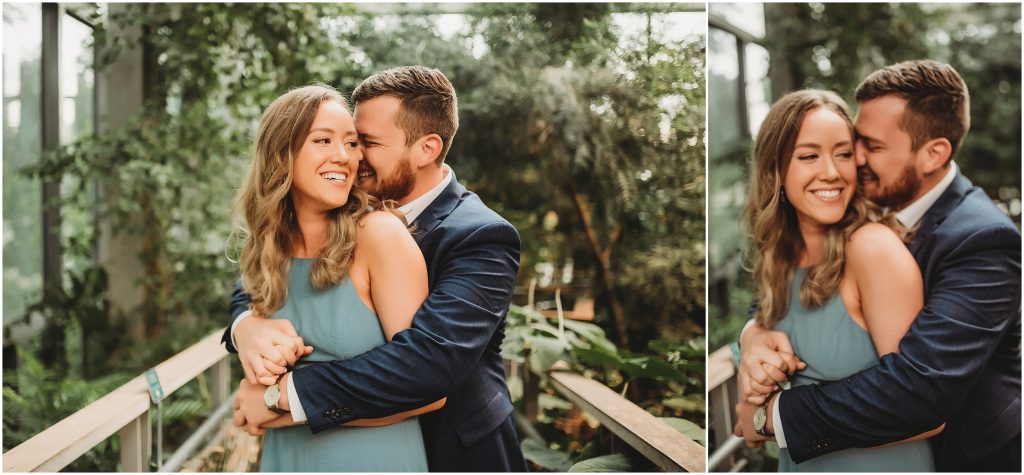 Engagement session in the Butterfly House in the Texas Discovery Gardens in Dallas, Texas by Dallas Wedding Photographer