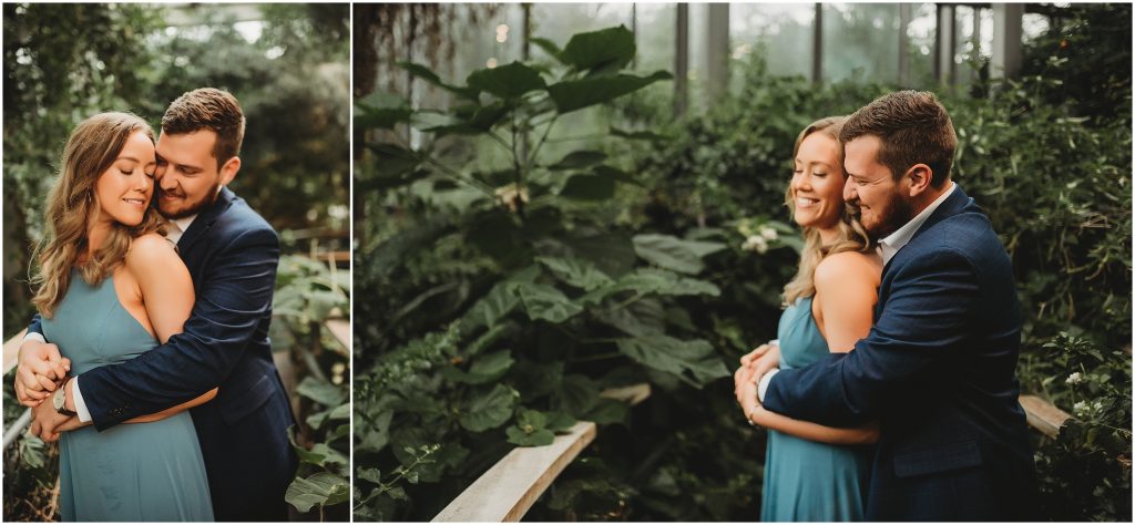 Engagement session in the Butterfly House in the Texas Discovery Gardens in Dallas, Texas by Dallas Wedding Photographer