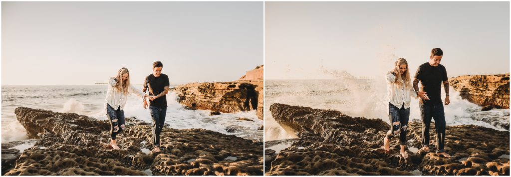 Sunset Cliffs engagement photos at sunset in La Jolla by Dallas Wedding Photographer