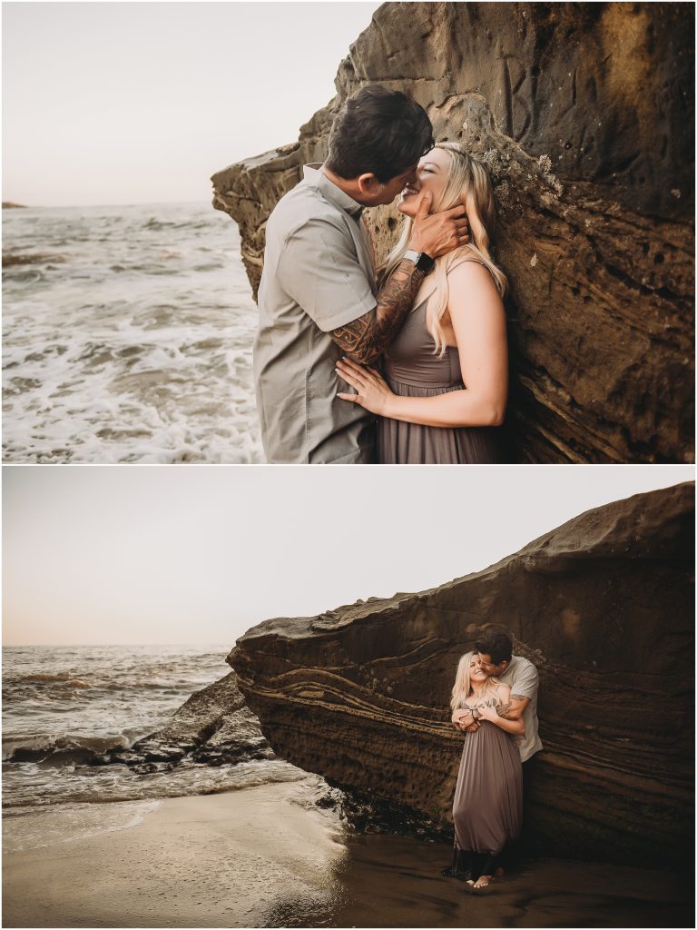 Sunset Cliffs engagement photos at sunset in La Jolla by Dallas Wedding Photographer