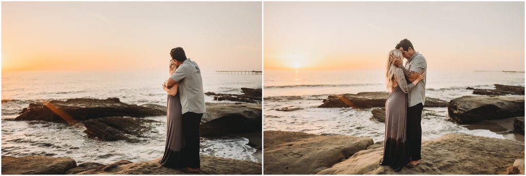 Sunset Cliffs engagement photos at sunset in La Jolla by Dallas Wedding Photographer