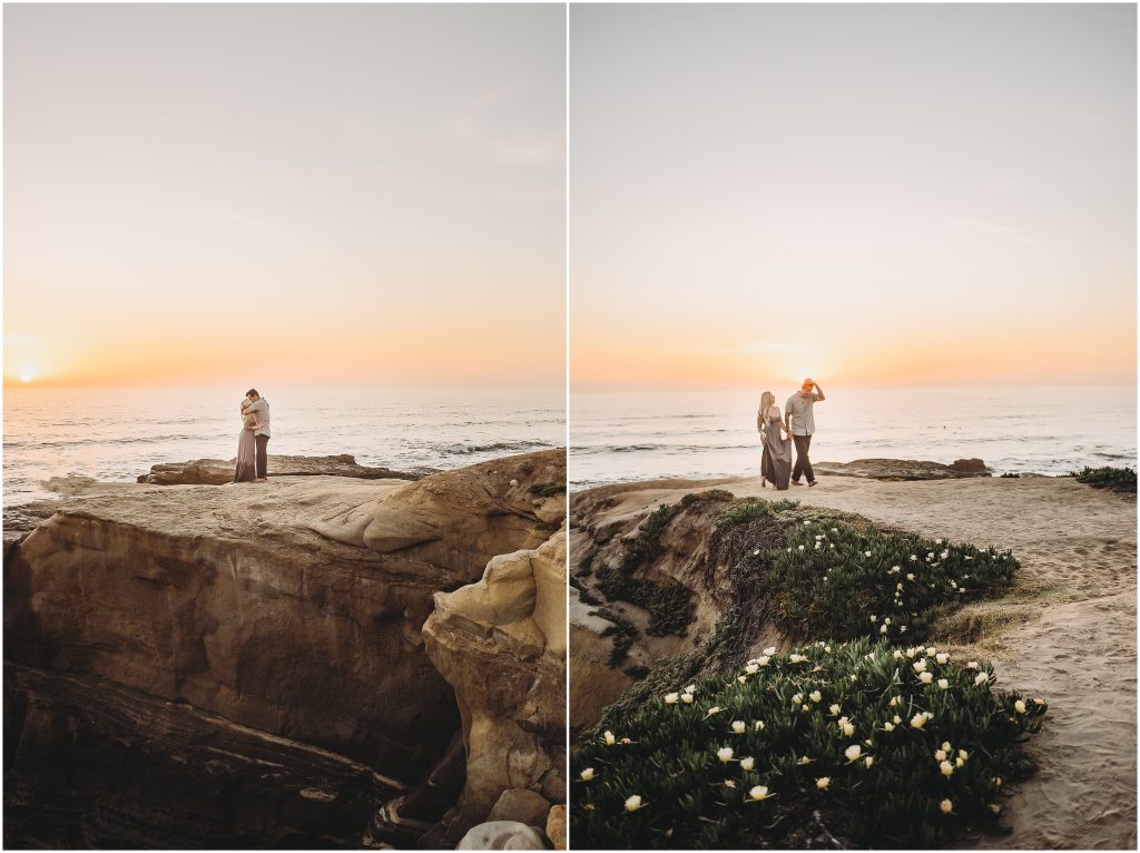 Sunset Cliffs engagement photos at sunset in La Jolla by Dallas Wedding Photographer