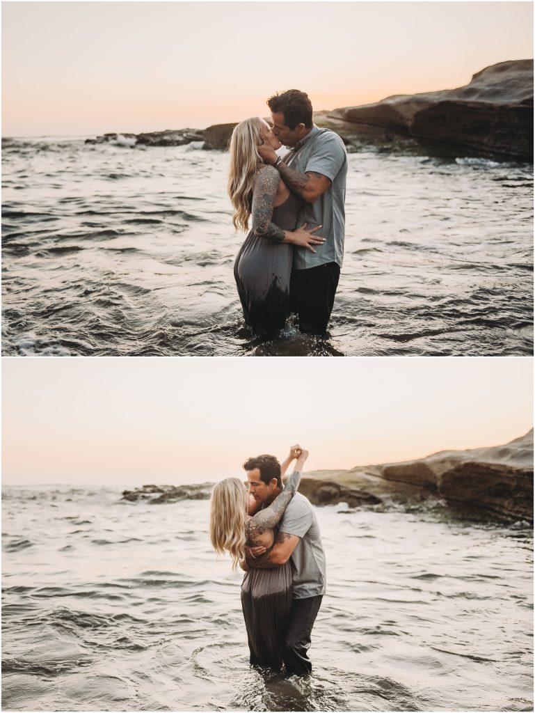 Sunset Cliffs engagement photos at sunset in La Jolla by Dallas Wedding Photographer