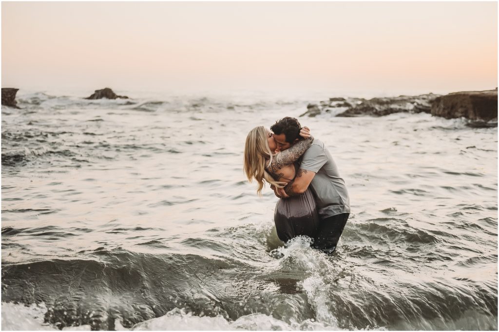 Sunset Cliffs engagement photos at sunset in La Jolla by Dallas Wedding Photographer