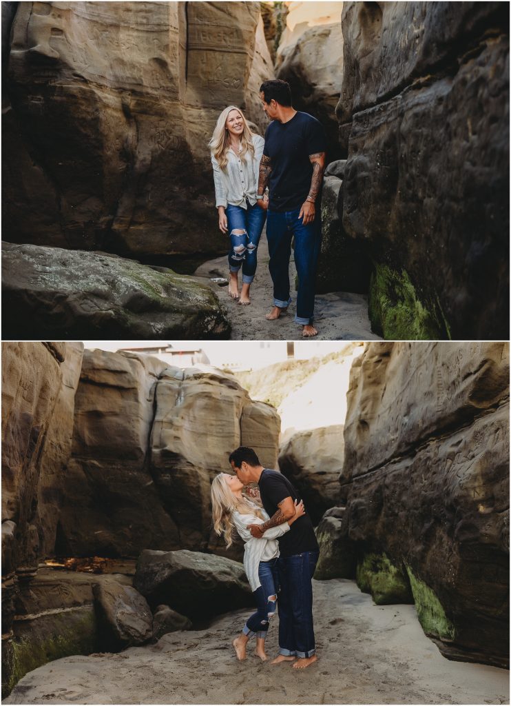 Sunset Cliffs engagement photos at sunset in La Jolla by Dallas Wedding Photographer