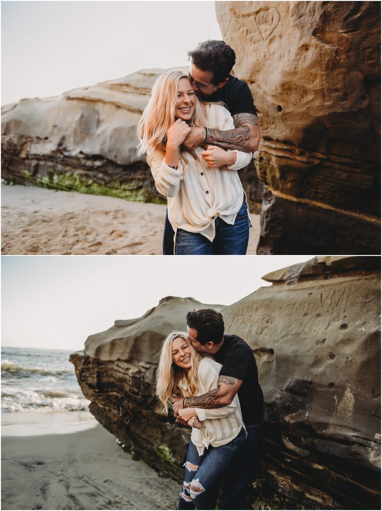 Sunset Cliffs engagement photos at sunset in La Jolla by Dallas Wedding Photographer
