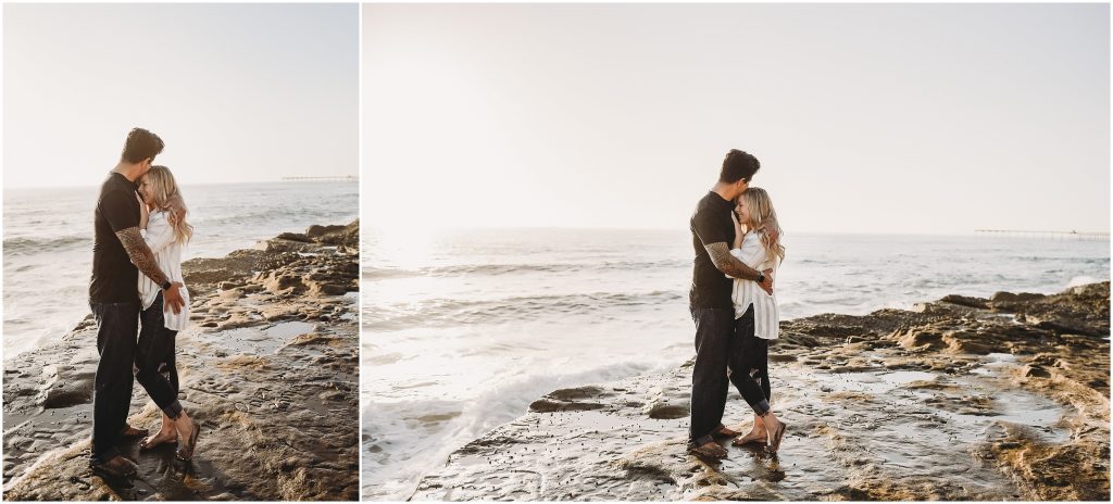 Sunset Cliffs engagement photos at sunset in La Jolla by Dallas Wedding Photographer