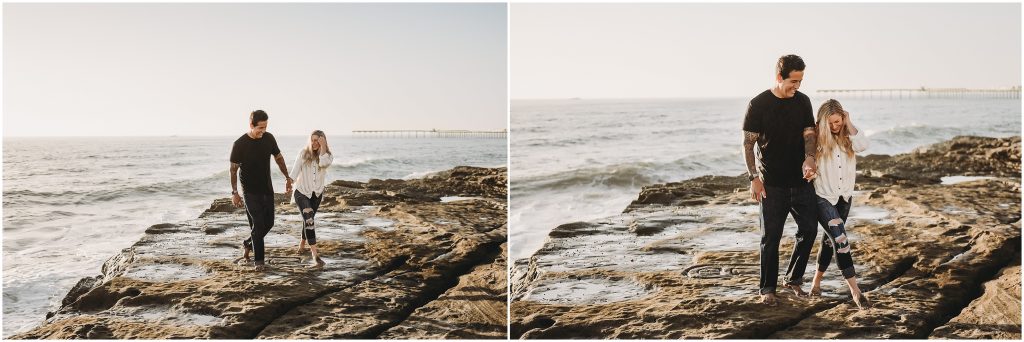 Sunset Cliffs engagement photos at sunset in La Jolla by Dallas Wedding Photographer