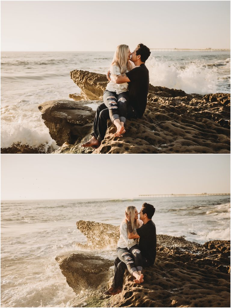 Sunset Cliffs engagement photos at sunset in La Jolla by Dallas Wedding Photographer