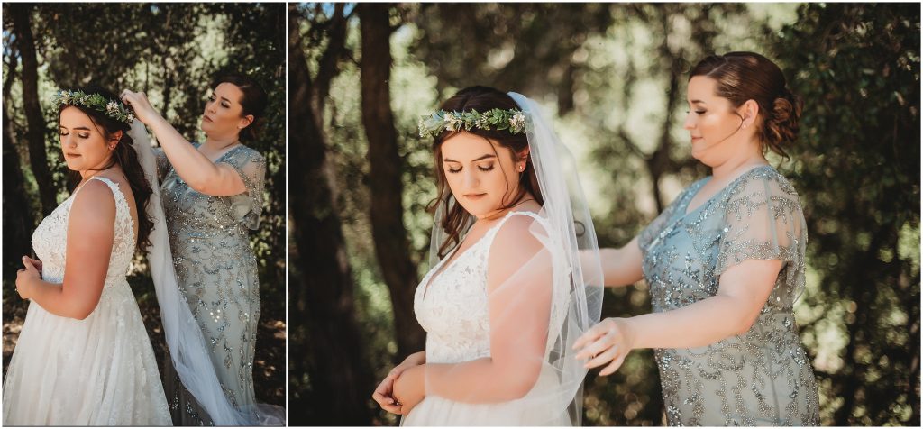getting ready photos at Boho Camp inspired wedding by Dallas wedding photographer