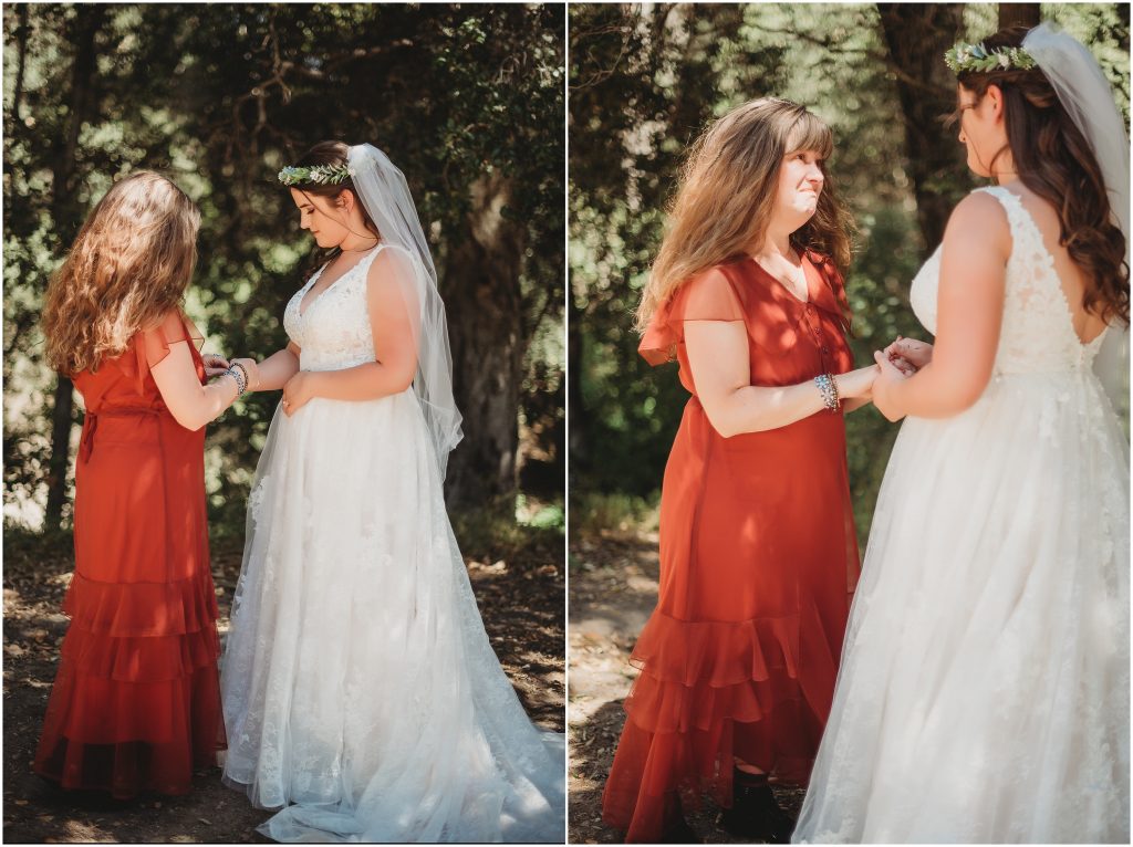 getting ready photos at Boho Camp inspired wedding by Dallas wedding photographer
