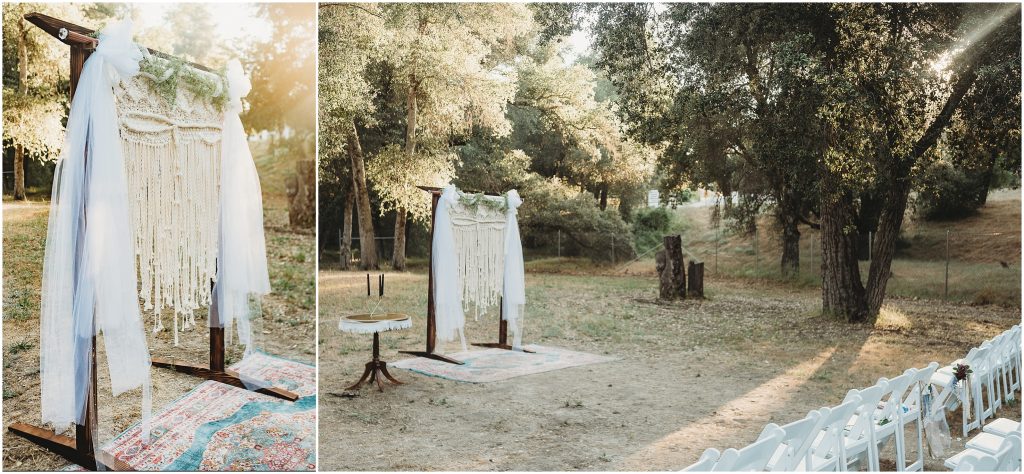 ceremony site detail photos at Boho Camp inspired wedding by Dallas wedding photographer