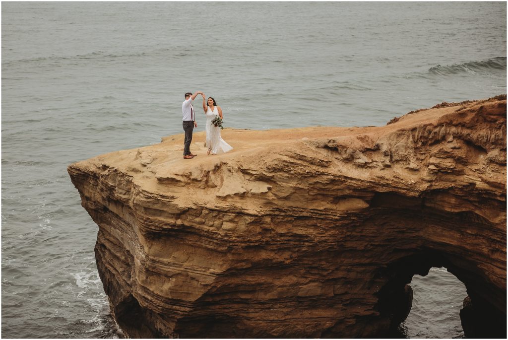 bride and groom at Sunset Cliffs Intimate Wedding by San Diego Wedding Photographer