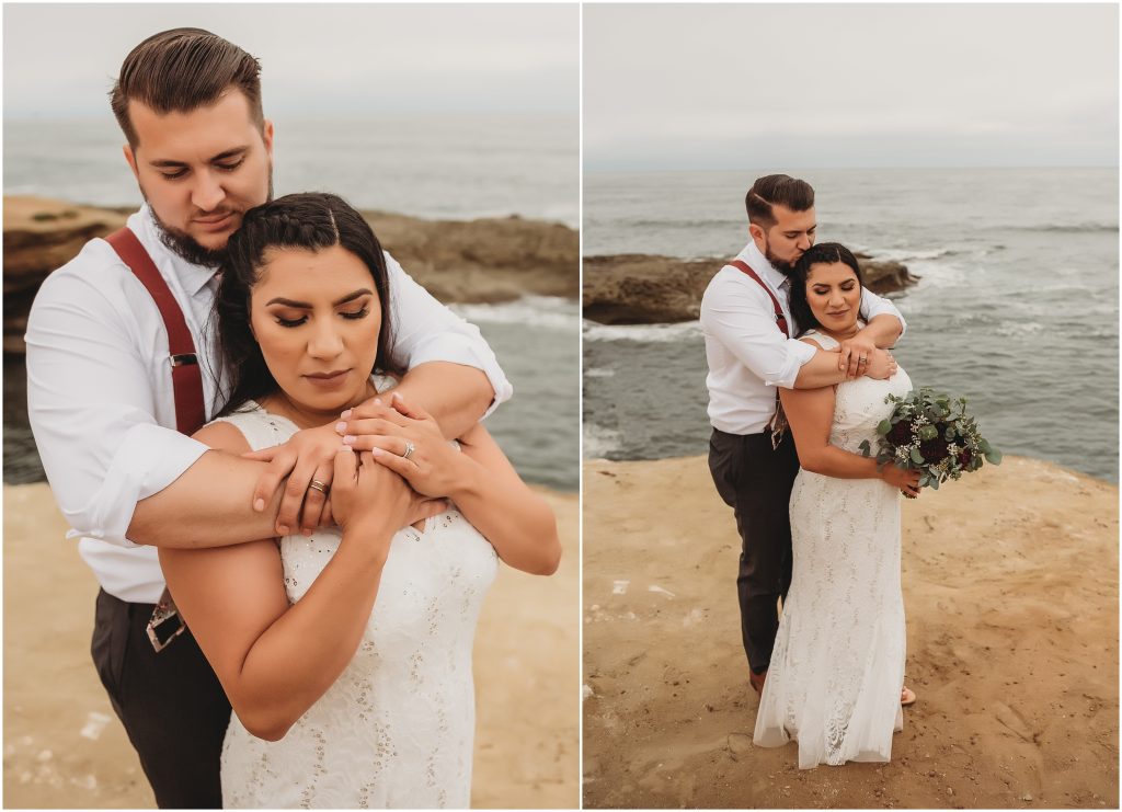 bride and groom at Sunset Cliffs Intimate Wedding by San Diego Wedding Photographer