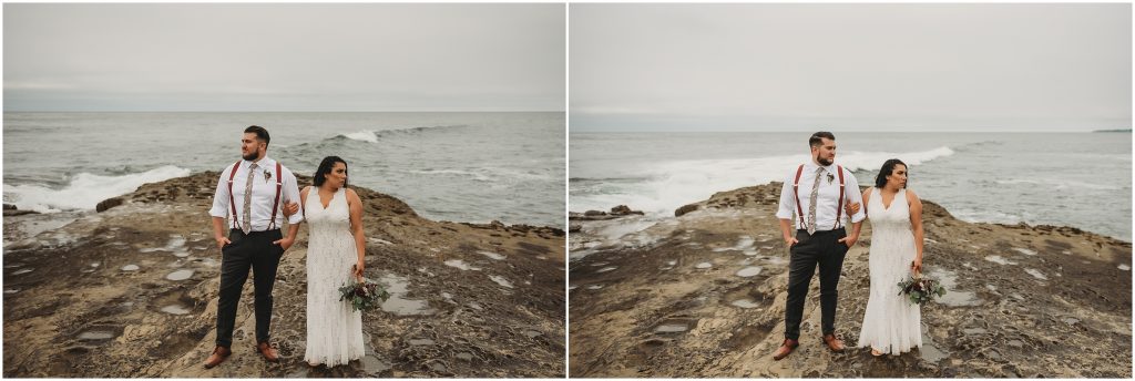 bride and groom at Sunset Cliffs Intimate Wedding by San Diego Wedding Photographer