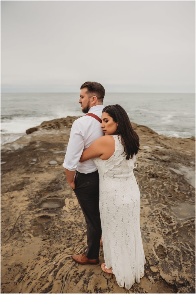 bride and groom at Sunset Cliffs Intimate Wedding by San Diego Wedding Photographer