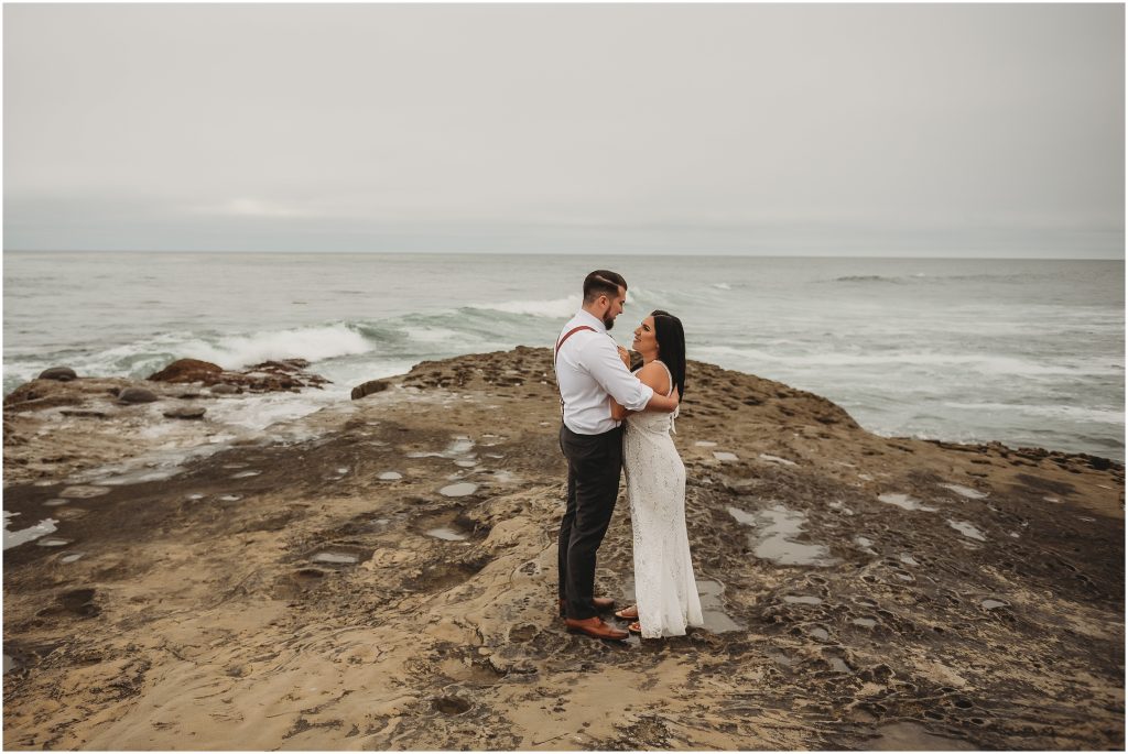 bride and groom at Sunset Cliffs Intimate Wedding by San Diego Wedding Photographer