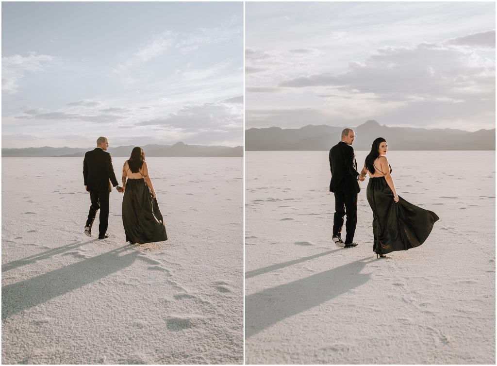 Bonneville Salt Flats Engagement Photos in Utah by Utah Elopement Photographer 
