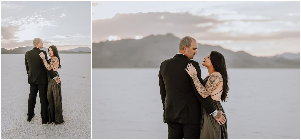 Bonneville Salt Flats Engagement Photos in Utah by Utah Elopement Photographer 