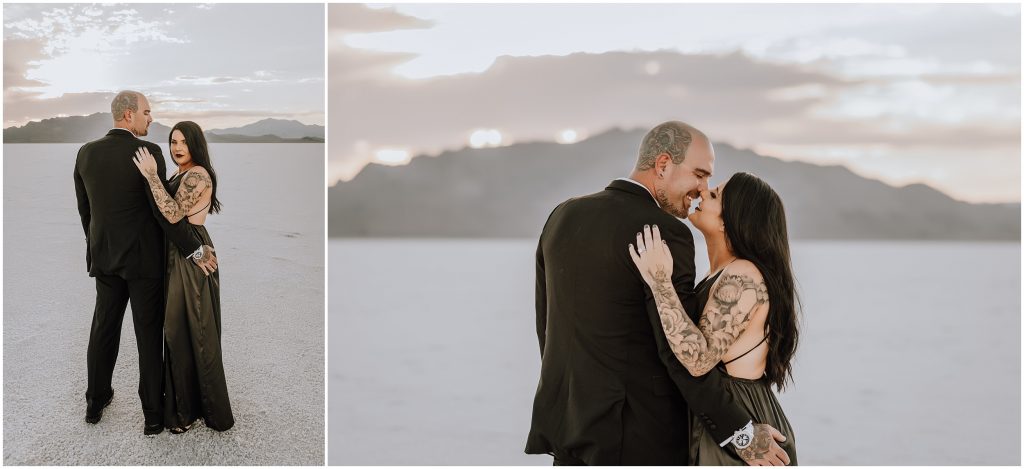 Bonneville Salt Flats Engagement Photos in Utah by Utah Elopement Photographer 