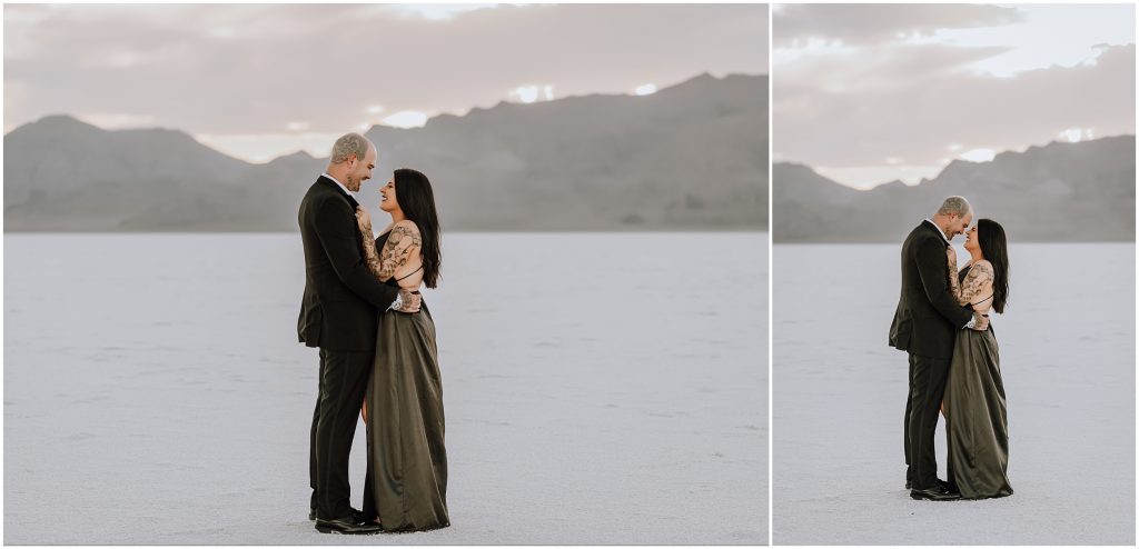 Bonneville Salt Flats Engagement Photos in Utah by Utah Elopement Photographer 